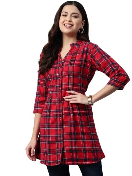 One femme Women's Plaid Check Print Tunic