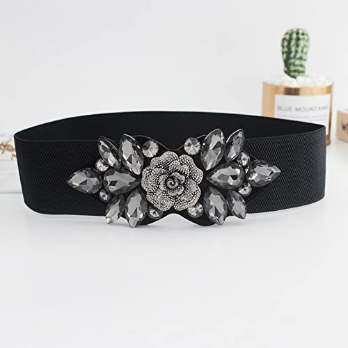 SYGA Women's Diamante Buckle Stretchy PU Leather Cinch Belt, (Pack of 1)
