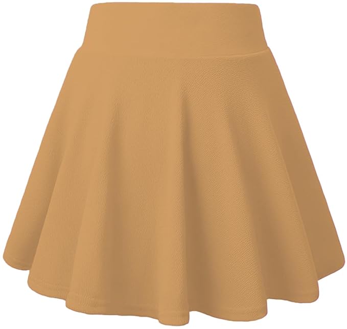 FRAULEIN Girl's/Women's Classic Stretchy All Time Trendy Striped Solid Skater Skirts with Attached Inner Shorts
