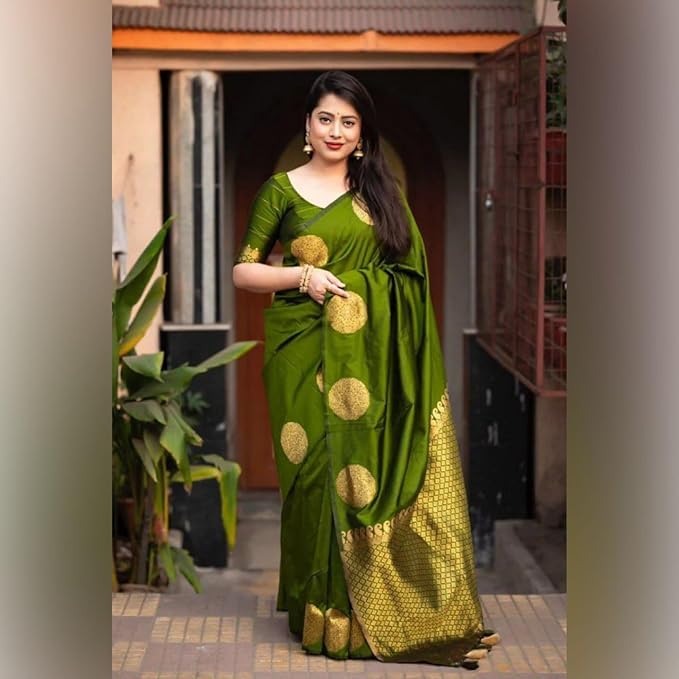 C J Enterprise Womens Pure Banarasi Soft Silk Saree Kanjivaram Style Sarees