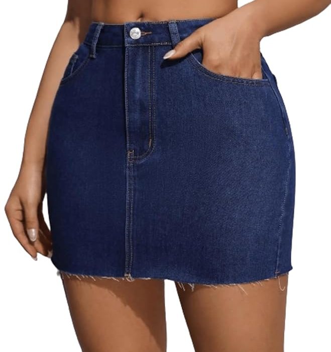 Aahwan Summer Casual Fashionable Fringed Slanted Pocket Bodycon Denim Short Skirt For Women'& Girl's