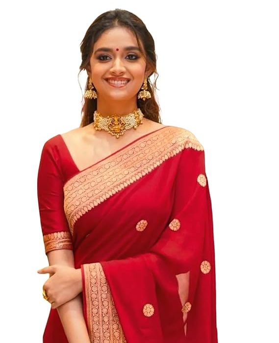 SIRIL Women's Kanjivaram Silk Saree Jacquard Banarasi Sari With Blouse Piece For Wedding