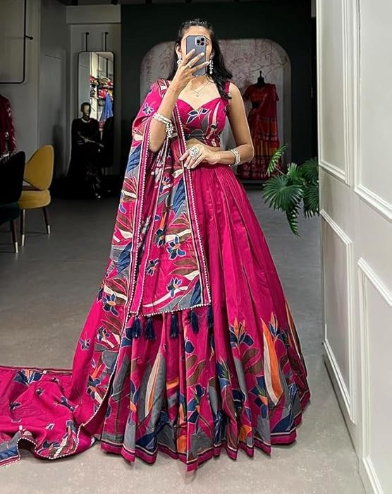 inox fashion Women's Trending Designeer Tussar Silk Lehenga Choli Print