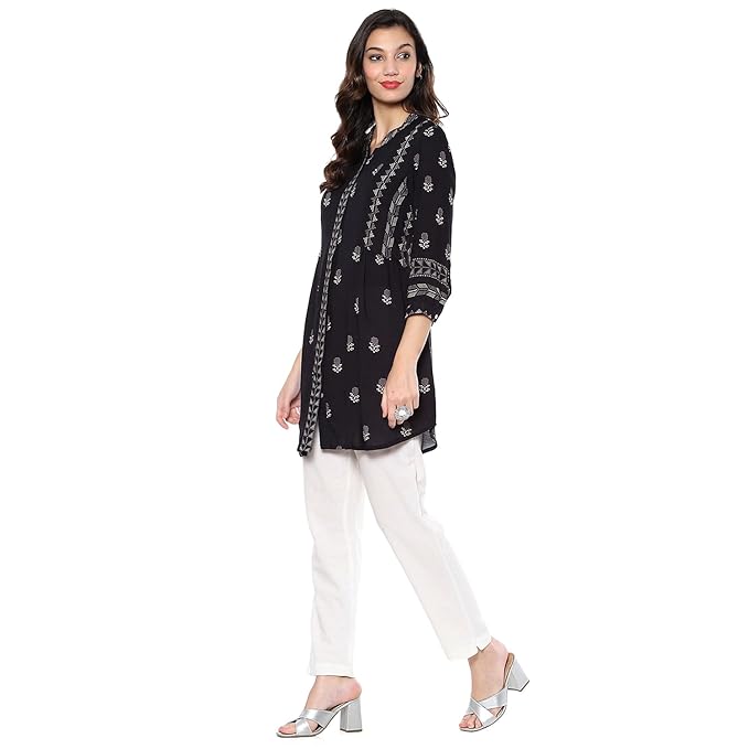 BIBA Women's Rayon Regular Fit Tunic Printed Regular Shirt