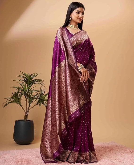 Sugathari Women's Banarasi Saree Pure Kanjivaram Silk Saree Soft new ladies 2023 Design