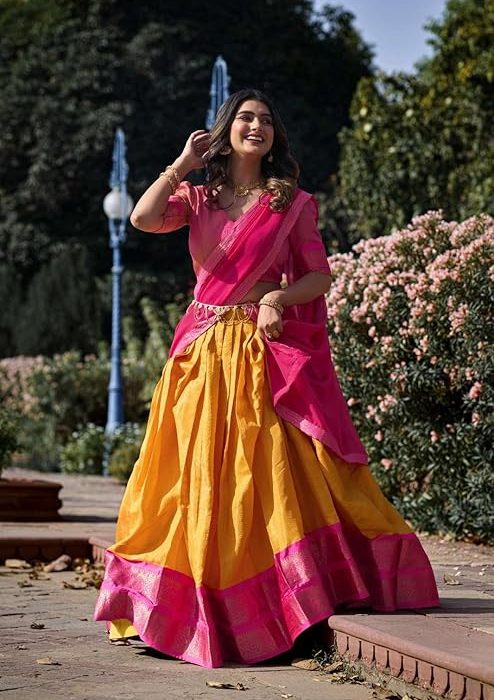 Shreeaanta Women's Indian Traditional Banarashi Silk Pure Zari Weaving Lehenga Choli