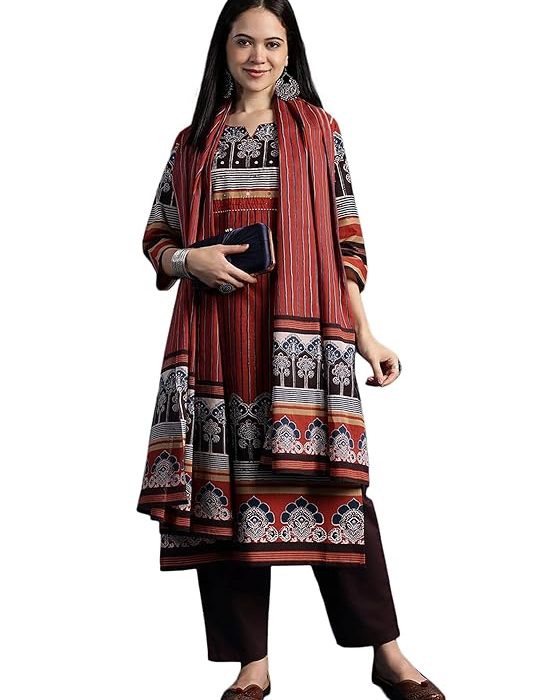 RAJMANDIRFABRICS Women's Cotton Floral Hand Block Printed
