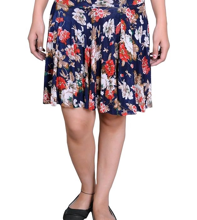 Devil Women's Polyester Short Skirts with Divider (Pink and Blue, Free Size)