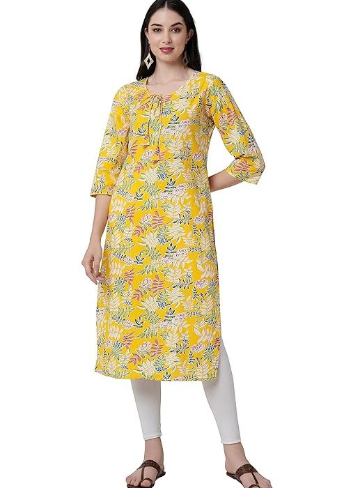 Rytras Women's Cotton Floral Printed Straight Kurta