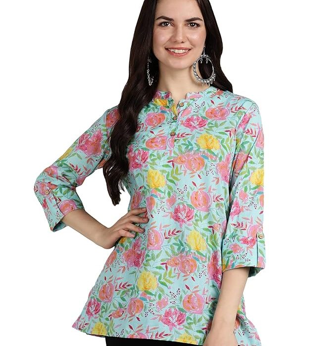 BLOCKS OF INDIA Cotton Hand Printed Short Kurti for Women