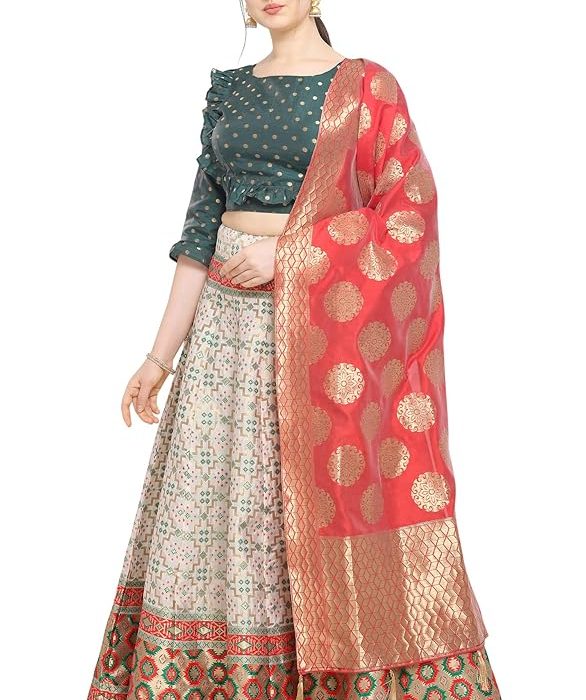 PURVAJA Women'S Silk Blend Lehenga Choli (Multi-Rivaaz_Multicolour_Free Size), Semi-stitched