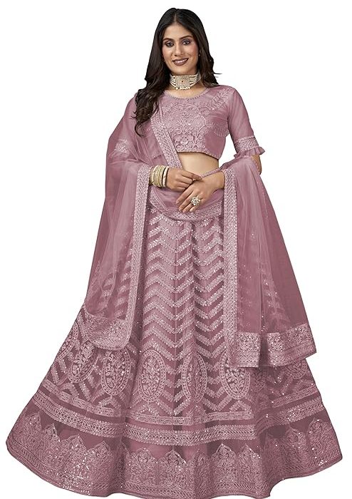 Varni Fabrics Women's Semi-stitched Net Heavy Multi Embroidered Lehenga Choli With Dupatta